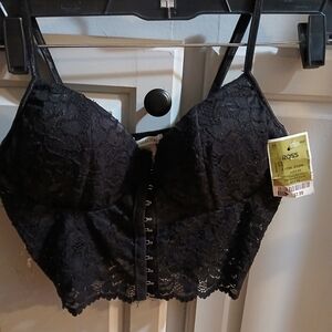 Bozzolo Black Lace Front-Close Bralette Tank